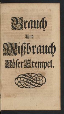 Brauch Und Mißbrauch Böser Exempel.