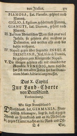 Das X. Capitel Zur Land-Charte Von Deutschland