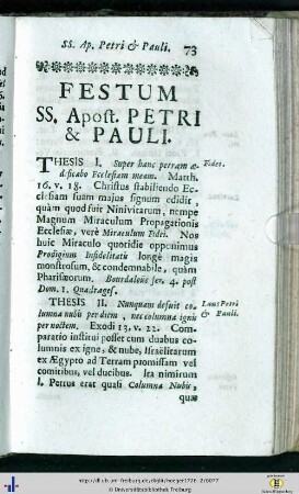 Festum SS. Apost. Petri et Pauli.