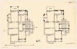 Umbau eines Landhauses Monatskonkurrenz Februar 1933: Grundriss Erdgeschoss, Obergeschoss 1:100; Maßstabsleiste