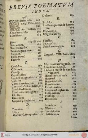Brevis Poematum Index