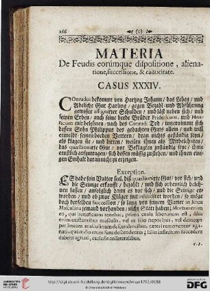 Materia de Feudis corumque dispositione, alienatione, successione, & caducitate