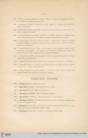 Tableaux Anciens (Nr. 848 - 890)
