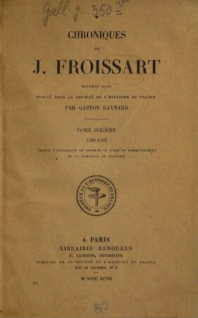 Chroniques de J. Froissart, 10. 1380 - 1382