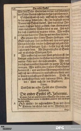 Die ander Epistel S. Johannis.