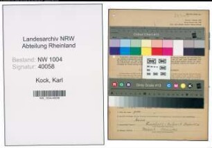 Entnazifizierung Karl Kock , geb. 08.02.1907 (Friseur)