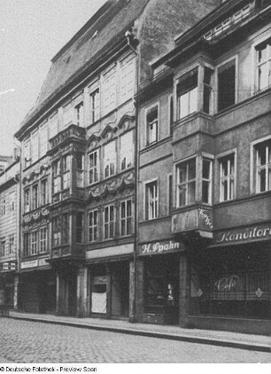 Bautzen, Reichenstraße 5 und 7. Wohnhäuser mit Laden (1709 und 1720). Straßenansicht