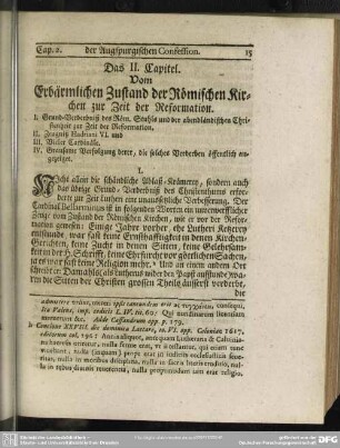 Das II. Capitel. Vom Erbärmlichen Zustand der Römischen Kirchen zur Zeit der Reformation