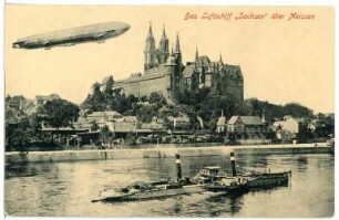 Meißen. Das Luftschiff "Sachsen" über Meißen