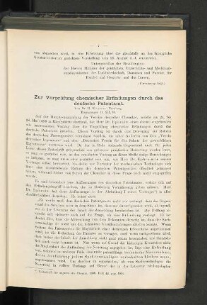 Zur Vorprüfung chemischer Erfindungen durch das deutsche Patentamt.