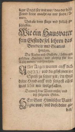 Wie ein Hausvater sein Gesinde sol lehren das Benedicite und Gratias sprechen.