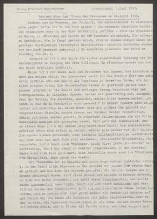 Kriegschronik der ev. Kirchengemeinde Mägerkingen (Dek. Reutlingen), verfasst von Stadtpfarrer i.R. Hermann Finck.