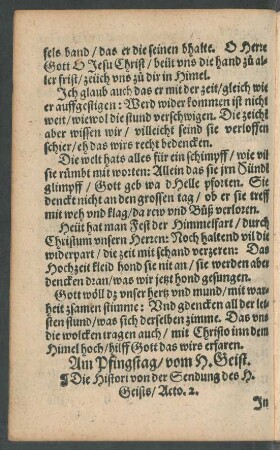 Am Pfingstag/ vom H. Geist.