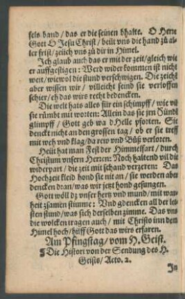 Am Pfingstag/ vom H. Geist.