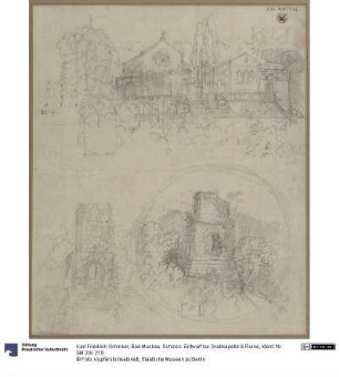 Bad Muskau. Schloss. Entwurf zur Grabkapelle & Ruine