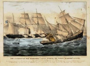 The U.S.Sloop of War sinking the Pirate "Alabama"