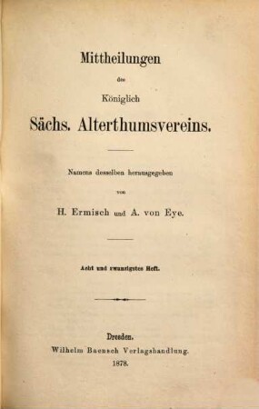 Mittheilungen des Königlich-Sächsischen Alterthumsvereins, 28. 1878