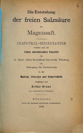 Die Entstehung der freien Salzsäure im Magensaft