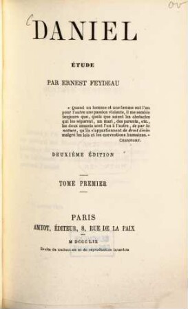 Daniel, étude par Ernest Feydeau, 1