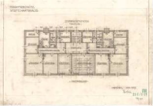 Fischer, Theodor; Marktredwitz; Baugenossenschaft Vereinigte Chamottfabrik, Wirtshaus - Grundriss 1. OG