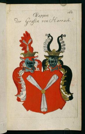 163r-163v, 163. Wappen der Grafen von Harrach