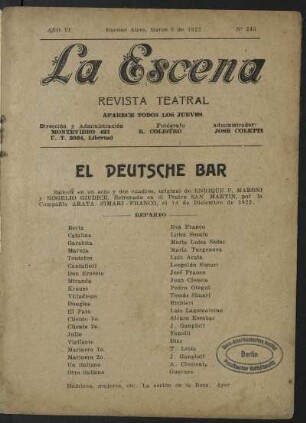El Deutsche Bar : sainete en un acto y dos cuadros