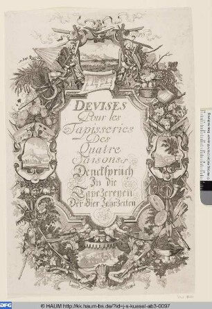 Devises Pour les Tapisseries Des Quatre Saisons. Dencksprüch In die Tapezereyen Der Vier JahrZeiten
