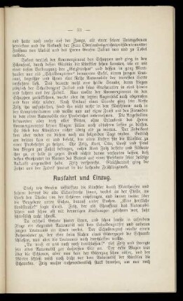 Ausfahrt und Einzug