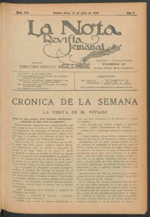 Crónica de la semana : La visita de M. Viviani