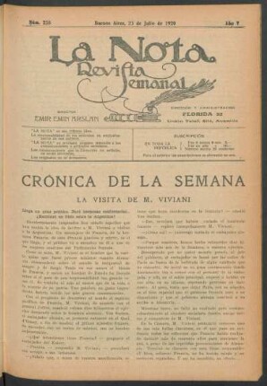 Crónica de la semana : La visita de M. Viviani