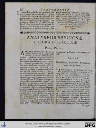 Analysis Speciosa Theoretico-Practica.