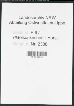 Sterberegister Standesamt Gelsenkirchen-Horst