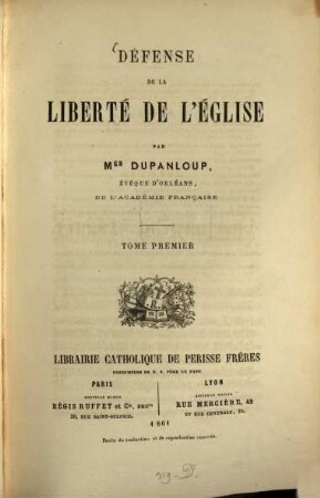 Défense de la liberté de l'église, 1