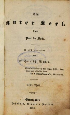 Paul de Kock's humoristische Romane, deutsch bearbeitet von Heinrich Elsner, 11