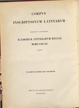 Corpvs inscriptionvm Latinarvm, 10,2. Inscriptiones Bruttiorum, Lucaniae, Campaniae, Siciliae, Sardiniae Latinae ; Ps. 2, Inscriptiones Siciliae et Sardiniae comprehendens