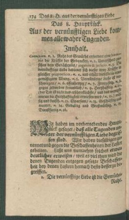 Das 8. Hauptstück. Aus der vernünfftigen Liebe kommen alle wahre Tugenden.