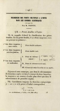 Recherche des points multiples a l'infini dans les courbes algébriques. [Fortsetzung]