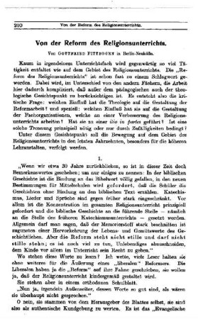 Von der Reform des Religionsunterrichts
