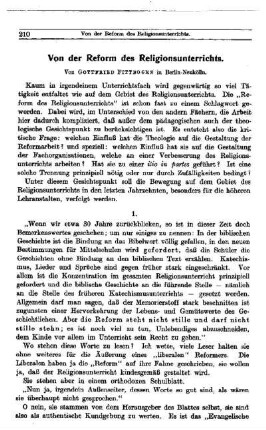 Von der Reform des Religionsunterrichts