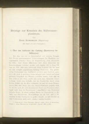 Beiträge zur Kenntnis des Süßwasserplanktons.