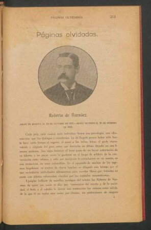 Páginas olvidadas. : [Biografía de] Roberto de Narváez.