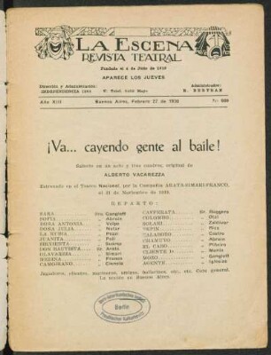 ¡Va... cayendo gente al baile! : sainete en un acto y tres cuadros