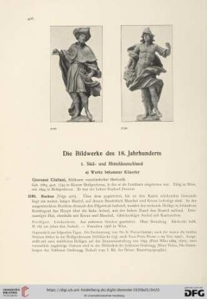 Die Bildwerke des 18. Jahrhunderts