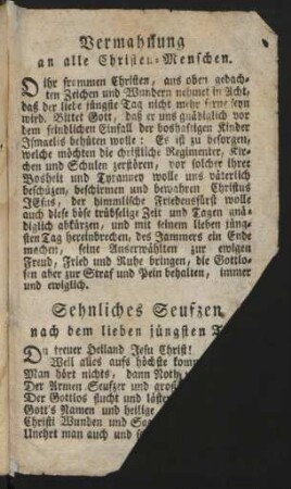 Vermahnung an alle Christen-Menschen.