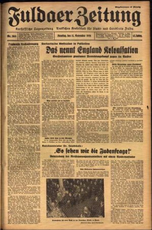 Ausgabe vom Dienstag, den 15. November 1938.