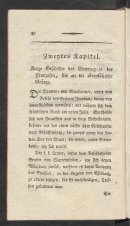 Zweytes Kapitel. Kurze Geschichte des Eindringens der Franzosen, bis an die oberpfälzische Gränze