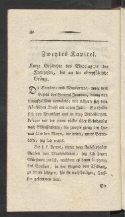 Zweytes Kapitel. Kurze Geschichte des Eindringens der Franzosen, bis an die oberpfälzische Gränze