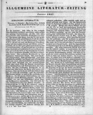 Strauß, D. F.: Das Leben Jesu. Tübingen: Osiander 1836 (Fortsetzung von Nr. 1)