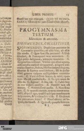 Progymnasma Tertium. Silentium & attentio.