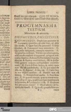 Progymnasma Tertium. Silentium & attentio.